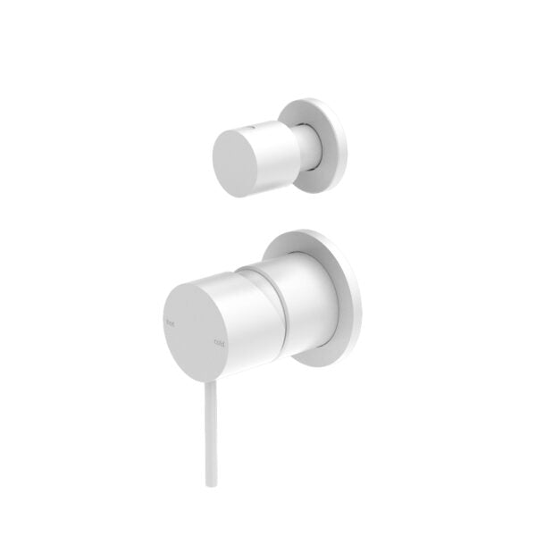 MECCA SHOWER MIXER WITH DIVERTOR SEPARATE BACK PLATE Matte White Tapware Nero