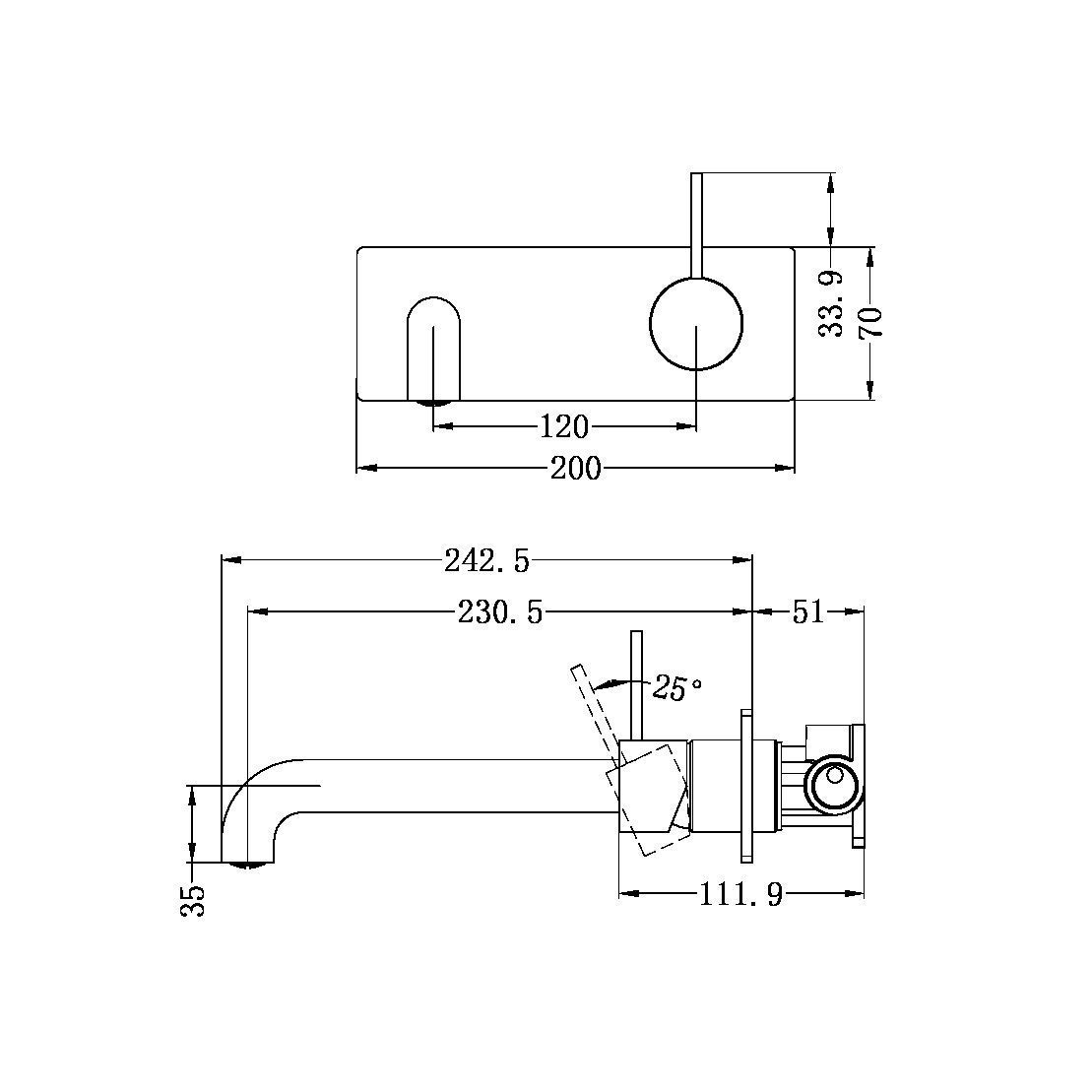 MECCA Wall Basin Mixer Handle Up Matte White YSW2219-07B-MW Tapware Nero