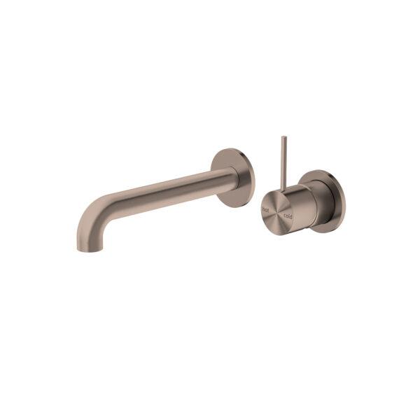 MECCA Wall Basin Mixer Separate Back Plate Handle Up Brushed Bronze YSW2219-07D-BZ Tapware Nero