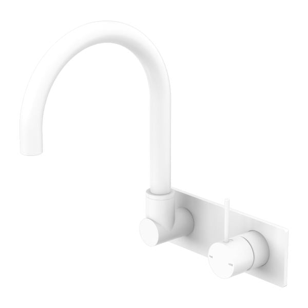 MECCA Wall Basin Mixer Swivel Spout Matte White YSW2219-09P-MW Tapware Nero