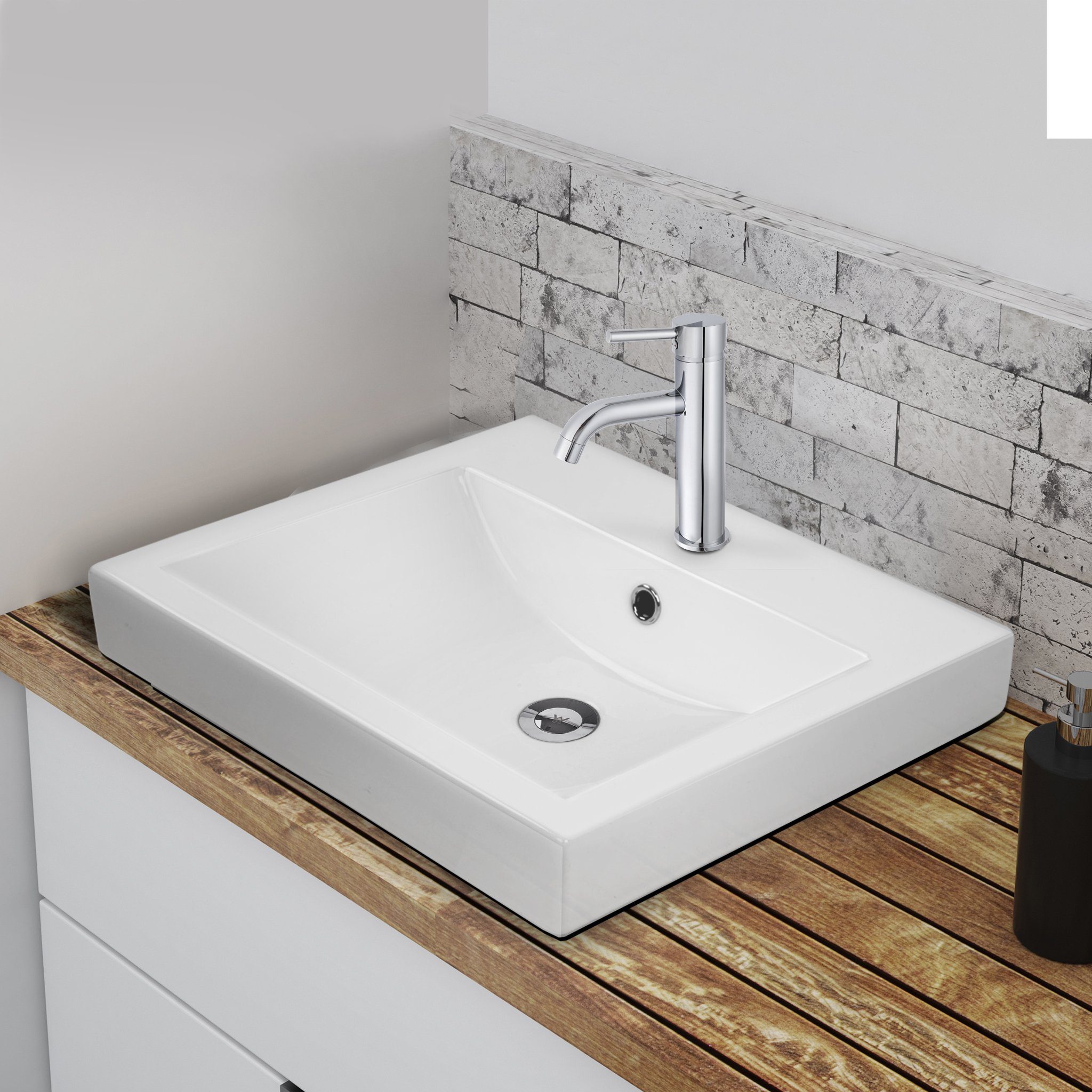 MEGGA-2 Half Inset Square Basin 1 Tap Hole Basins ECT