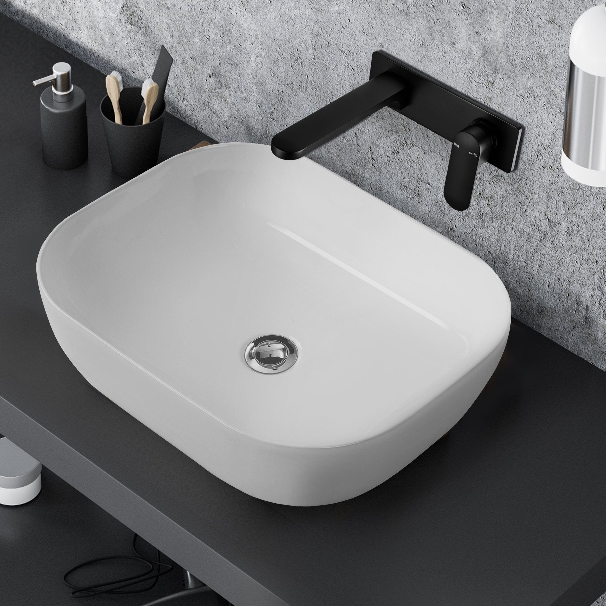 MICA 50 Above Counter Basin Gloss White Basins Arova Kitchens & Bathrooms
