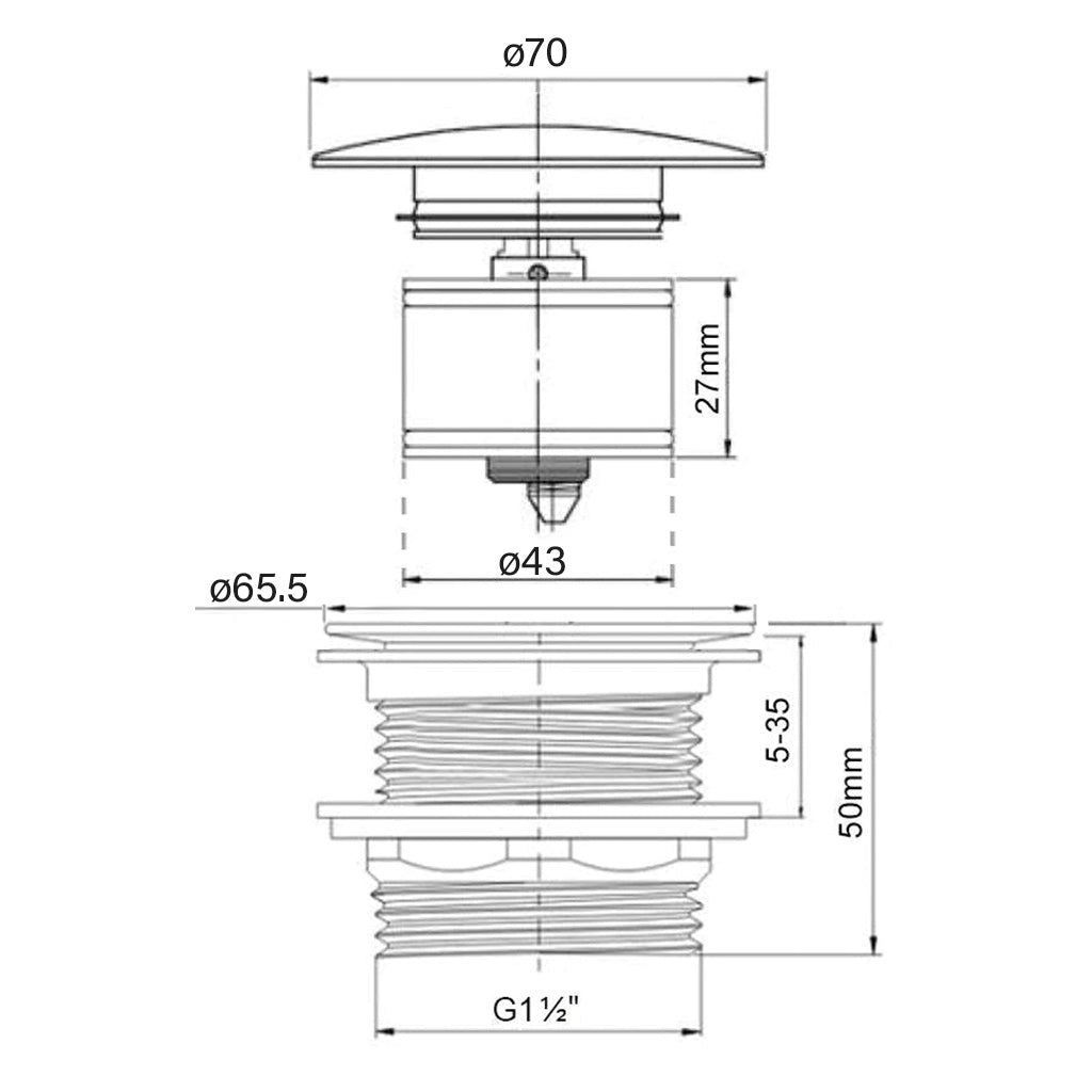 MICA Bath Waste Matte Black Baths Arova