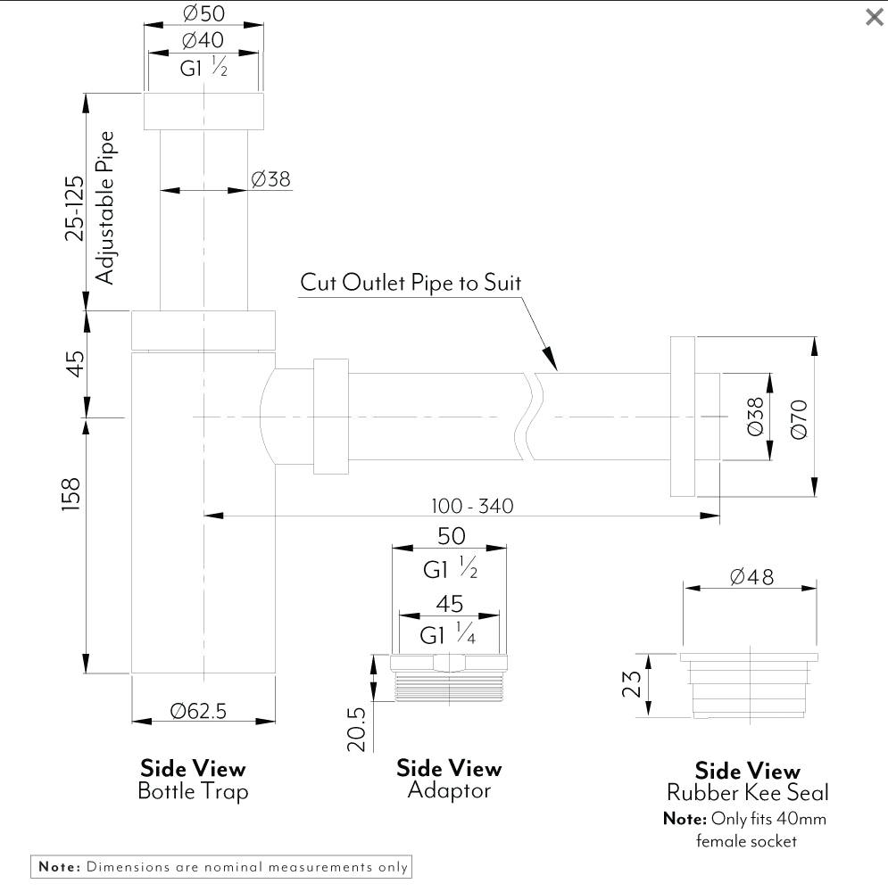 MICA Deluxe Bottle Trap Round Chrome Basins Arova
