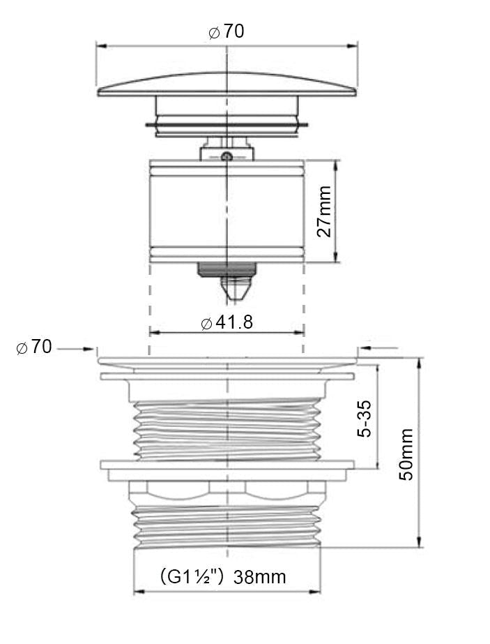 MICA Pop Up Bath Waste Matte Black Baths Arova