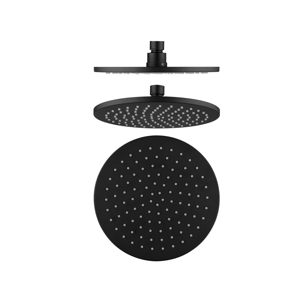 MICA Round Shower Head 200mm Black Showers Arova