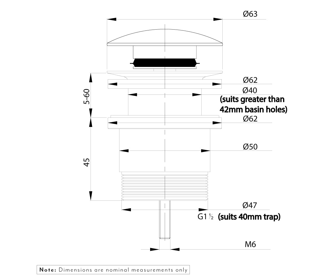 Mica Universal Pop Up Waste Brushed Nickel Basins Arova
