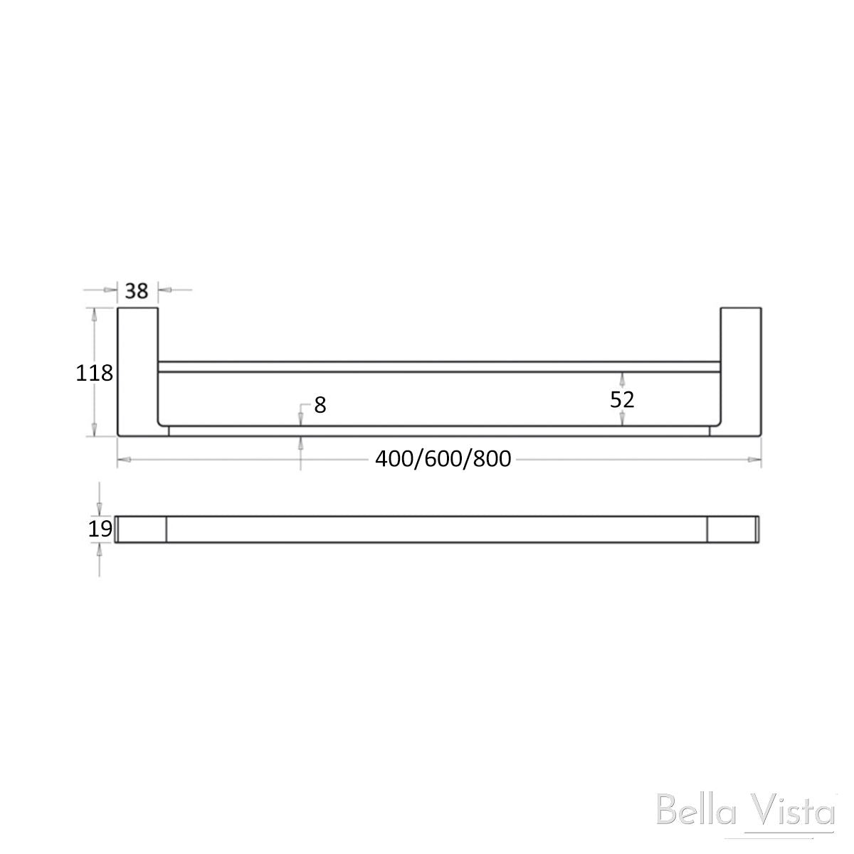 'Milos' - 400MM Double Towel Rail Chrome- Pradus Accessories Bella Vista