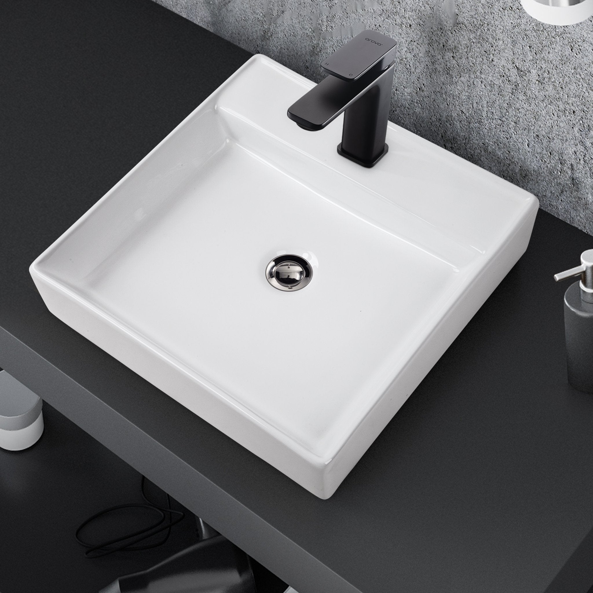 MIRAGE 44 Square Above Counter Basin Low Profile Basins Arova