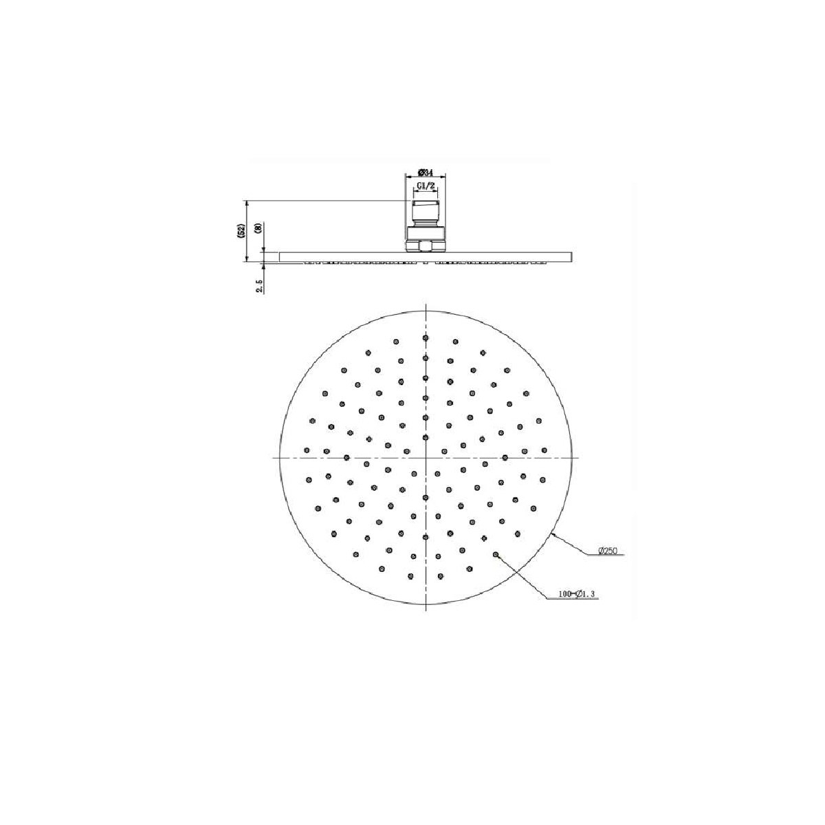 Nero 250mm Round Shower Head Brushed Gold showers Nero