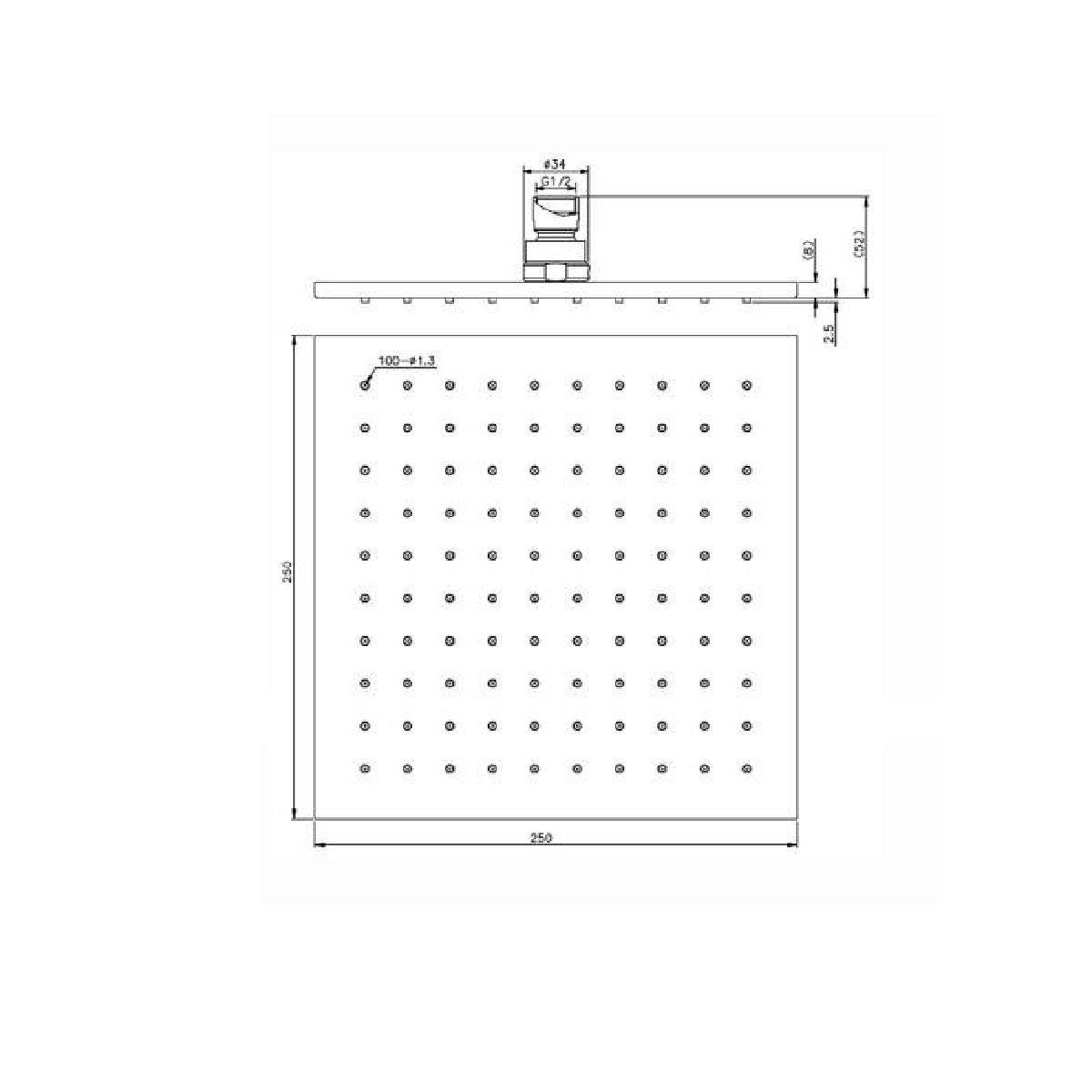 Nero 250mm Square Shower Head Brushed Nickel showers Nero