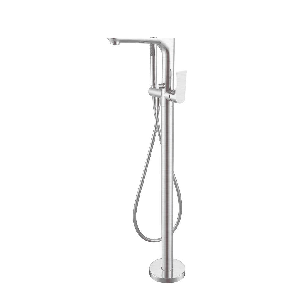 Nero BIANCA Floor Standing Bath Mixer with Hand Shower BRUSHED NICKEL YSW3215-03A-BN Tapware Nero
