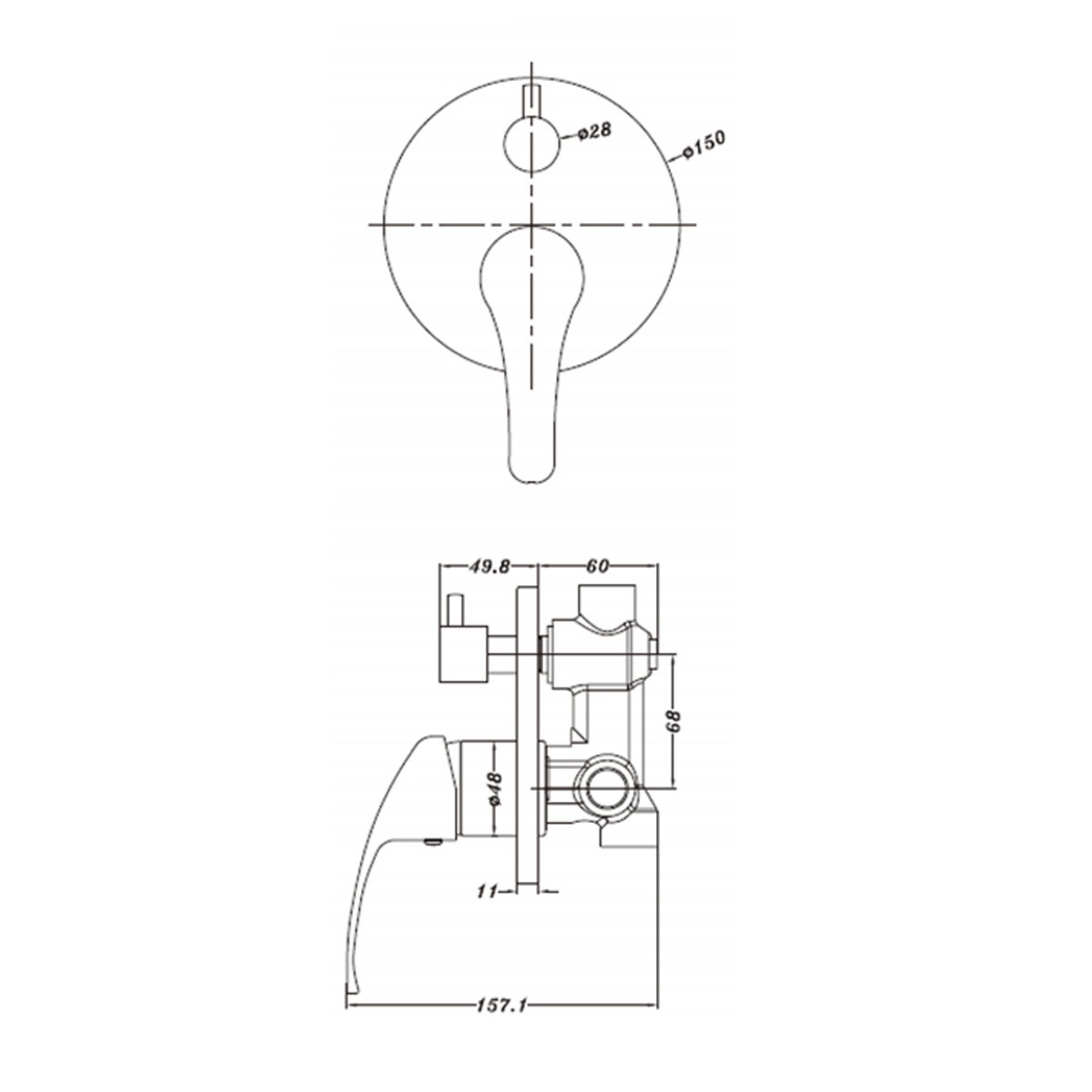 Nero Classic Shower Mixer with Divertor Tapware Nero