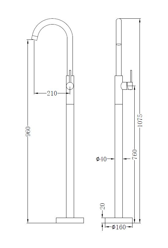 Nero Dolce Floormount Mixer GUN METAL YSW2109-03A-1-GM Tapware Nero