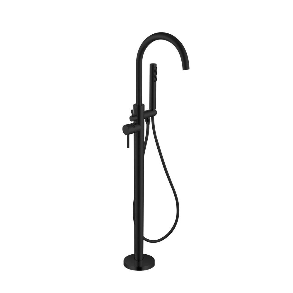 Nero Dolce Round Floormount Mixer With Handshower MATTE BLACK - YSW2109-03A-MB Showers Nero