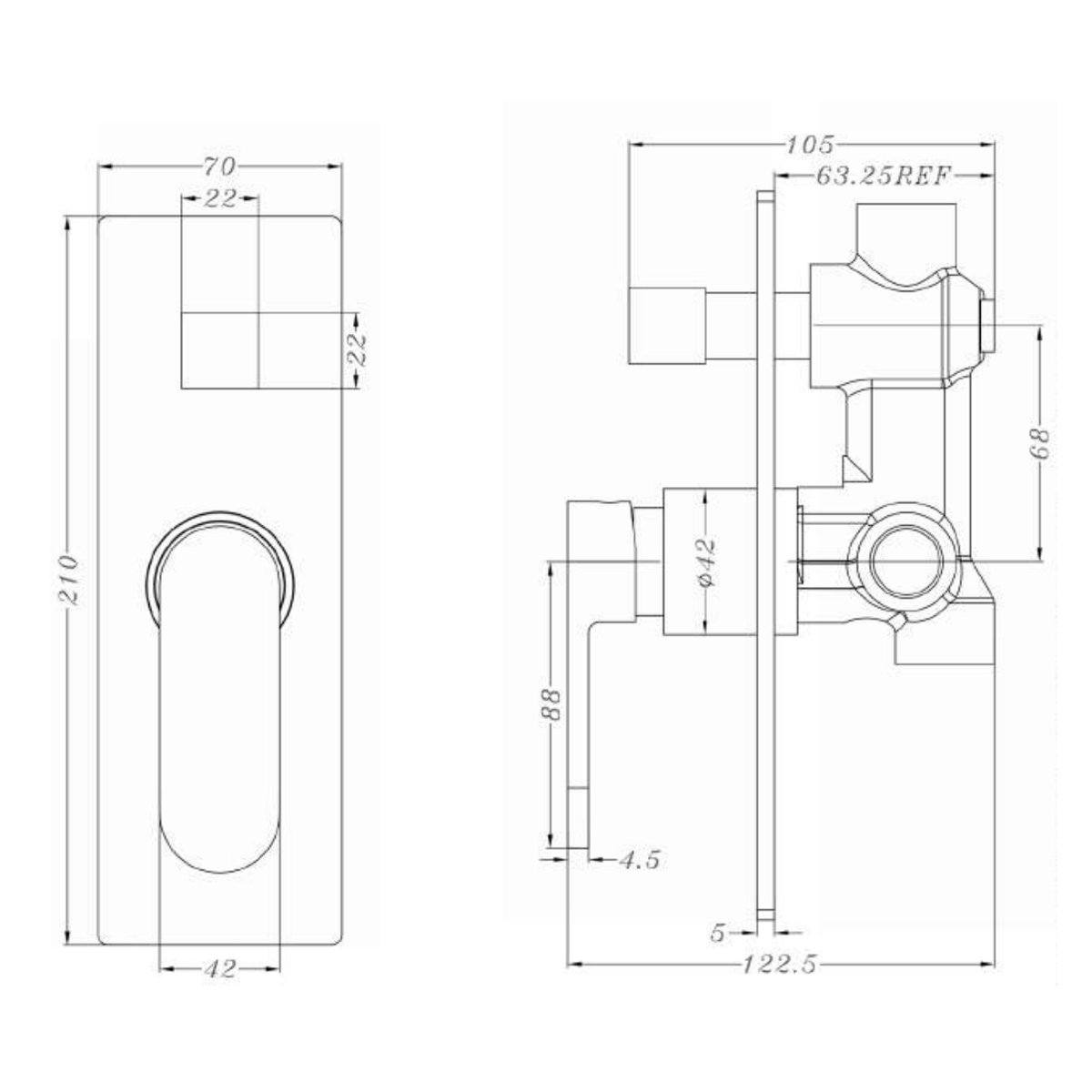 Nero Ecco Shower Mixer with Divertor Brushed Nickel Tapware Nero