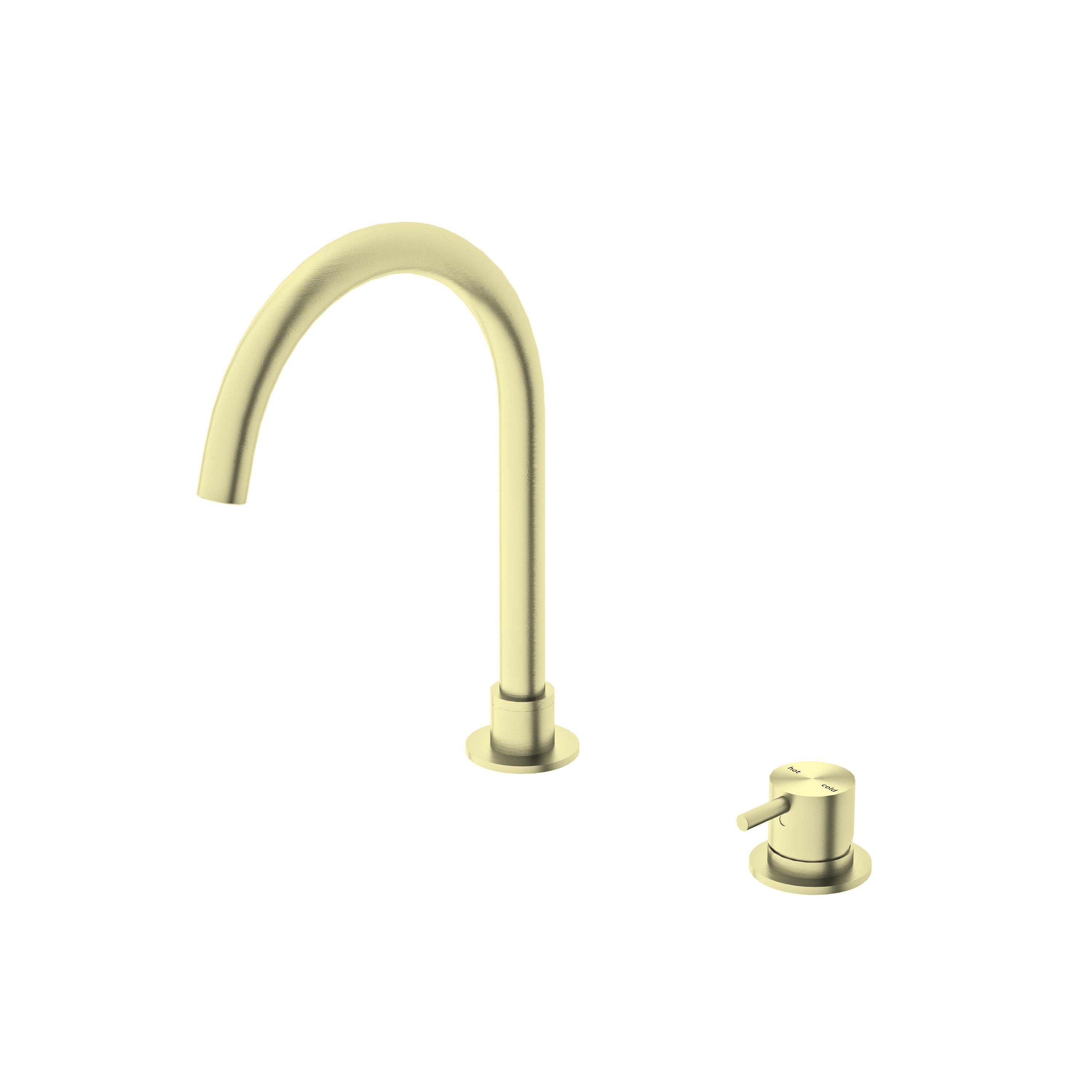Nero MECCA Hob Basin Mixer Round Spout BRUSHED GOLD YSW2219-01B-BG Tapware Nero