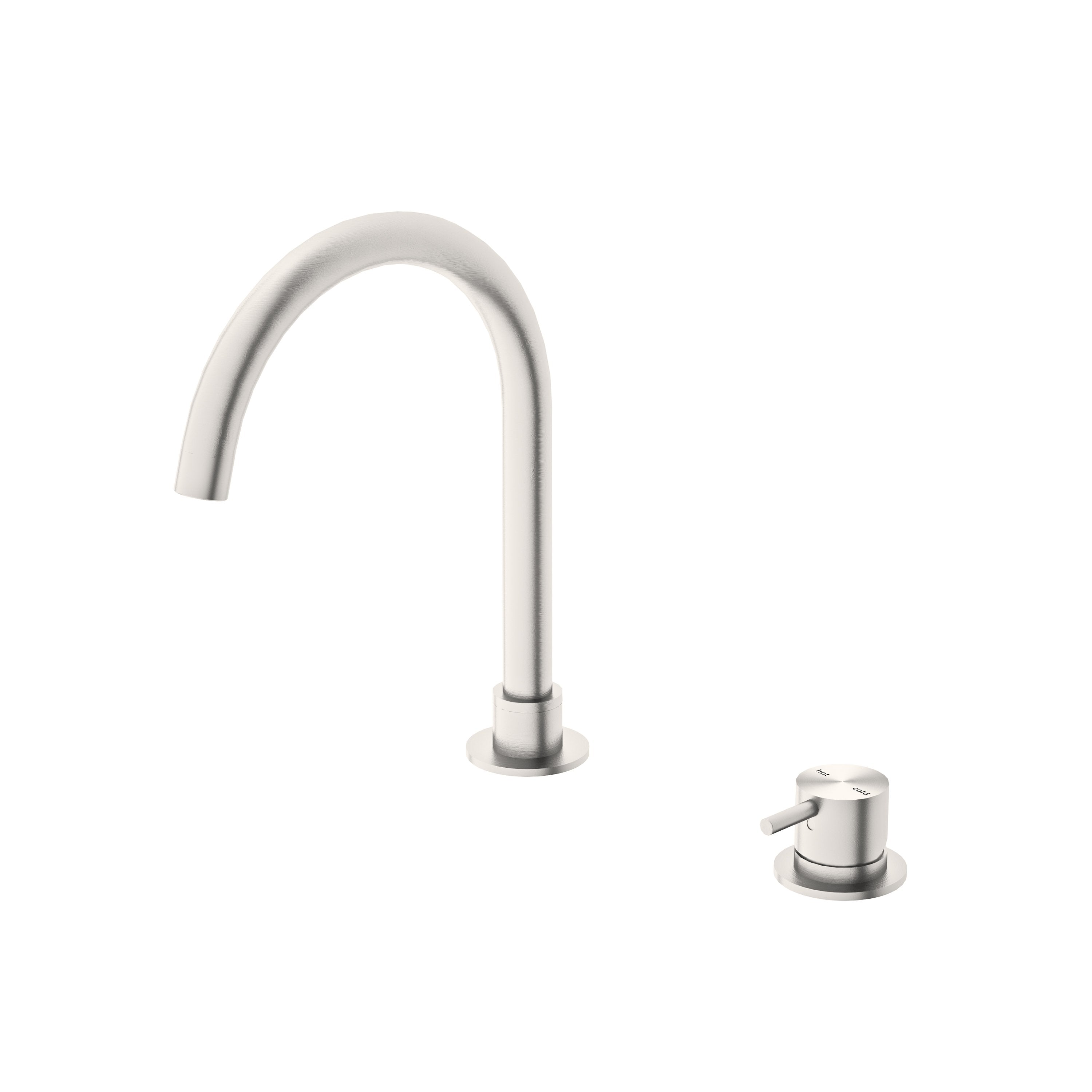 Nero MECCA Hob Basin Mixer Round Spout BRUSHED NICKEL YSW2219-01B-BN Tapware Nero