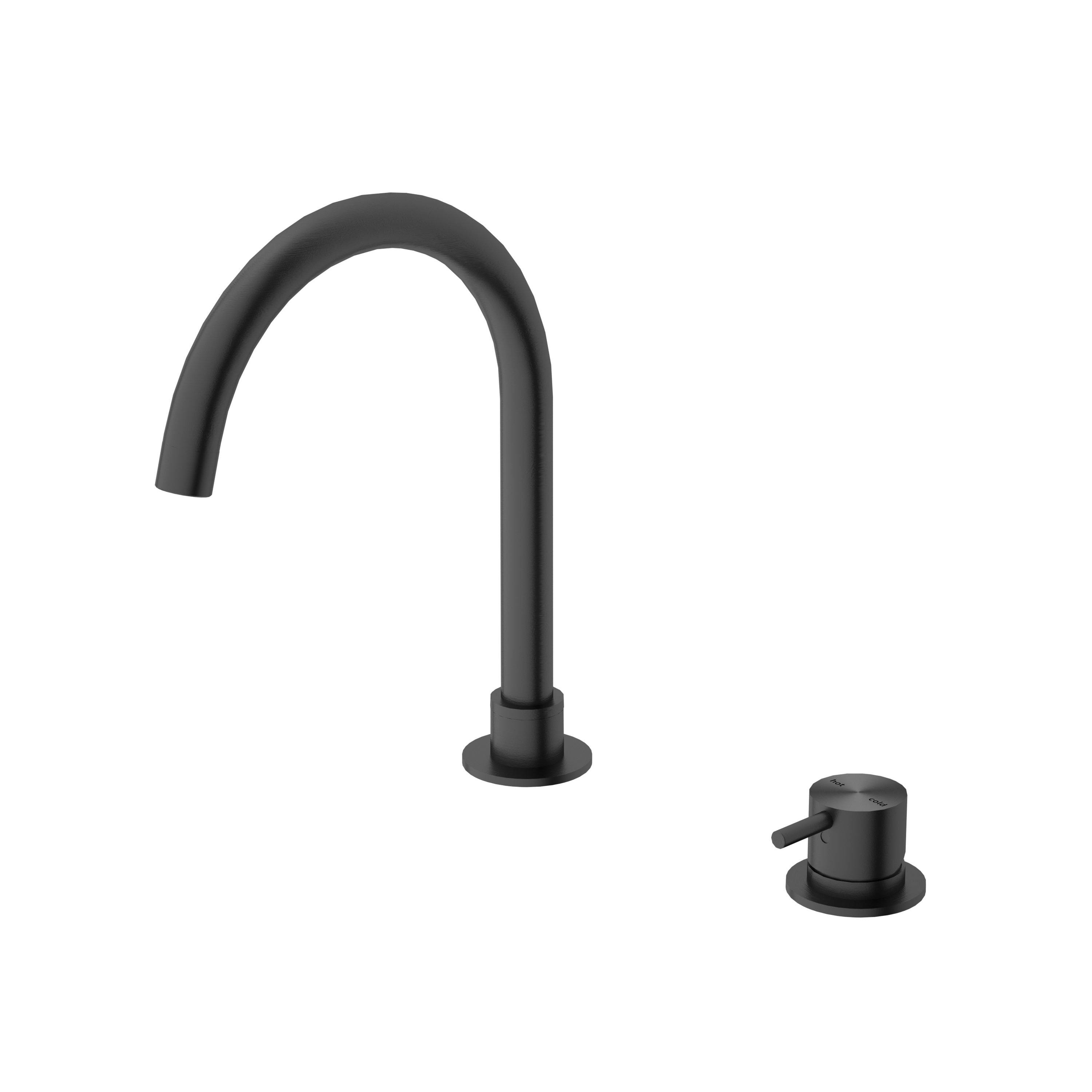 Nero MECCA Hob Basin Mixer Round Spout GUN META YSW2219-01B-GM Tapware Nero
