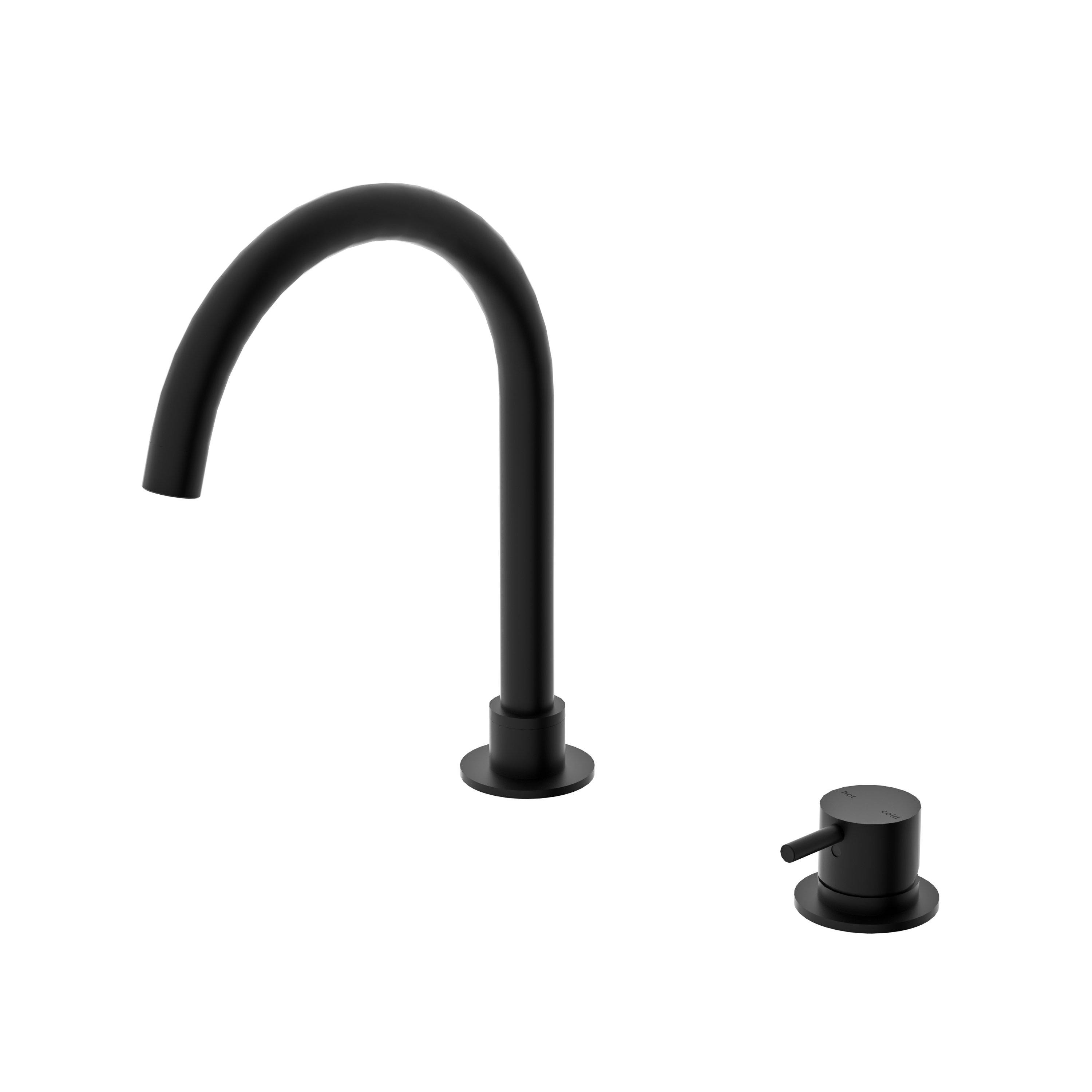 Nero MECCA Hob Basin Mixer Round Spout MATTE BLACK YSW2219-01B-MB Tapware Nero