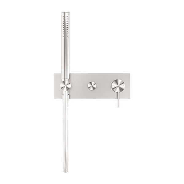 Nero MECCA Shower Mixer Divertor System Brushed Nickel Tapware Nero