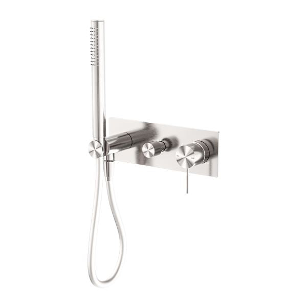Nero MECCA Shower Mixer Divertor System Brushed Nickel Tapware Nero