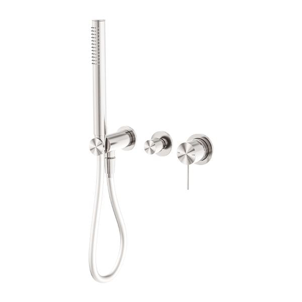 Nero MECCA Shower Mixer Divertor System Separate Back Plate Brushed Nickel Tapware Nero