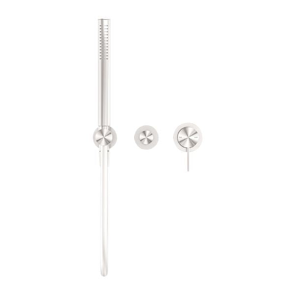 Nero MECCA Shower Mixer Divertor System Separate Back Plate Brushed Nickel Tapware Nero