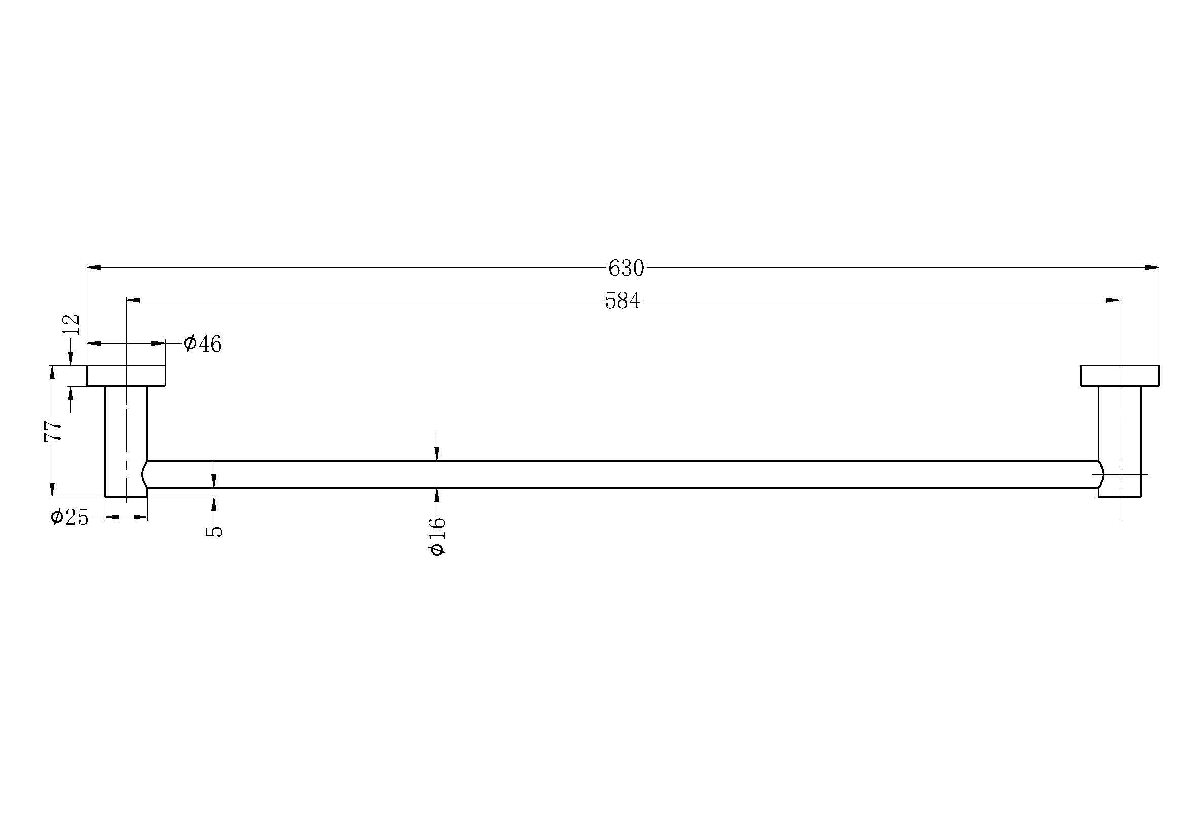 Nero MECCA Single Towel Rail 600MM GUN METAL 1924-GM Accessories Nero