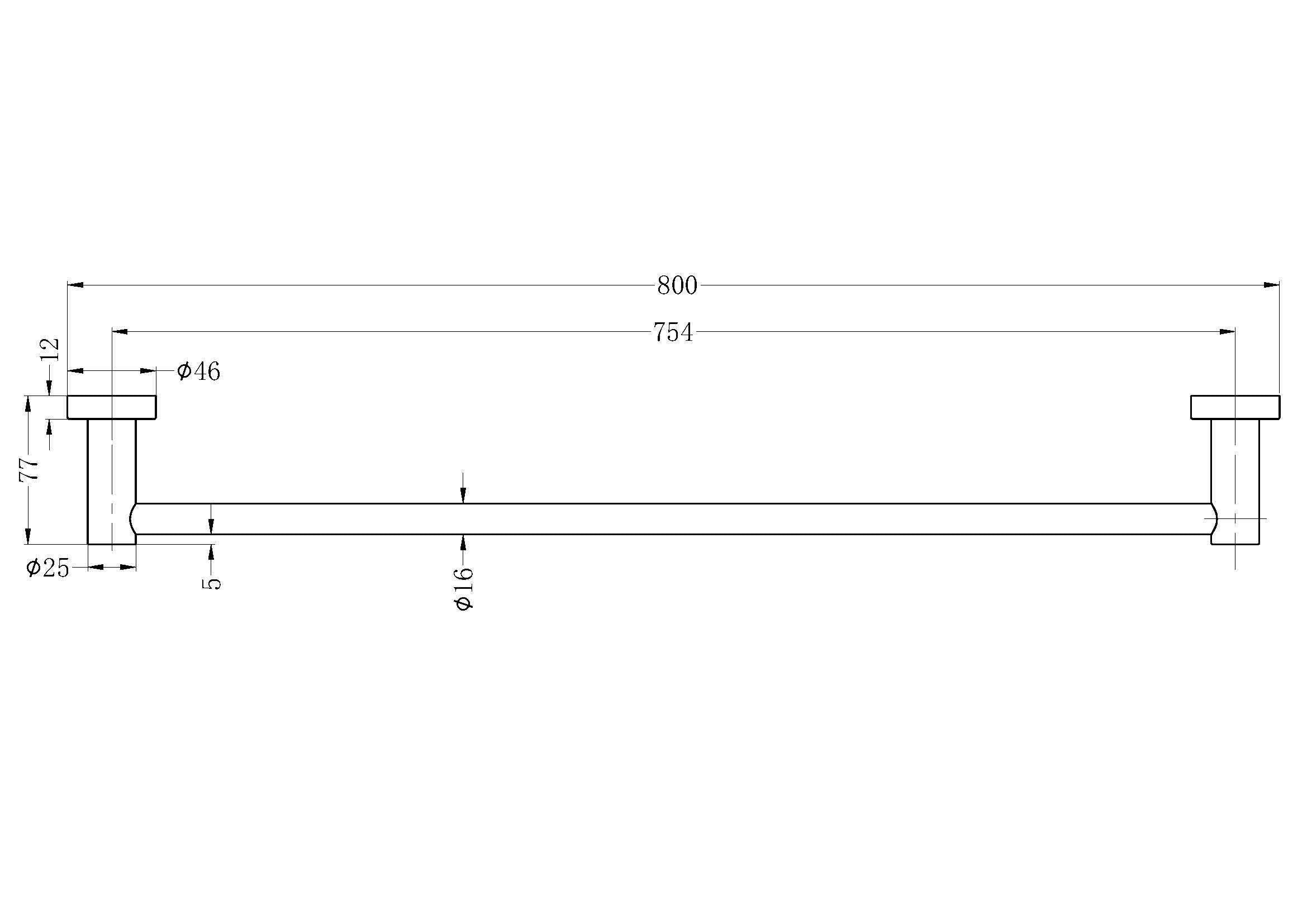 Nero MECCA Single Towel Rail 800MM Chrome 1930-CH Accessories Nero