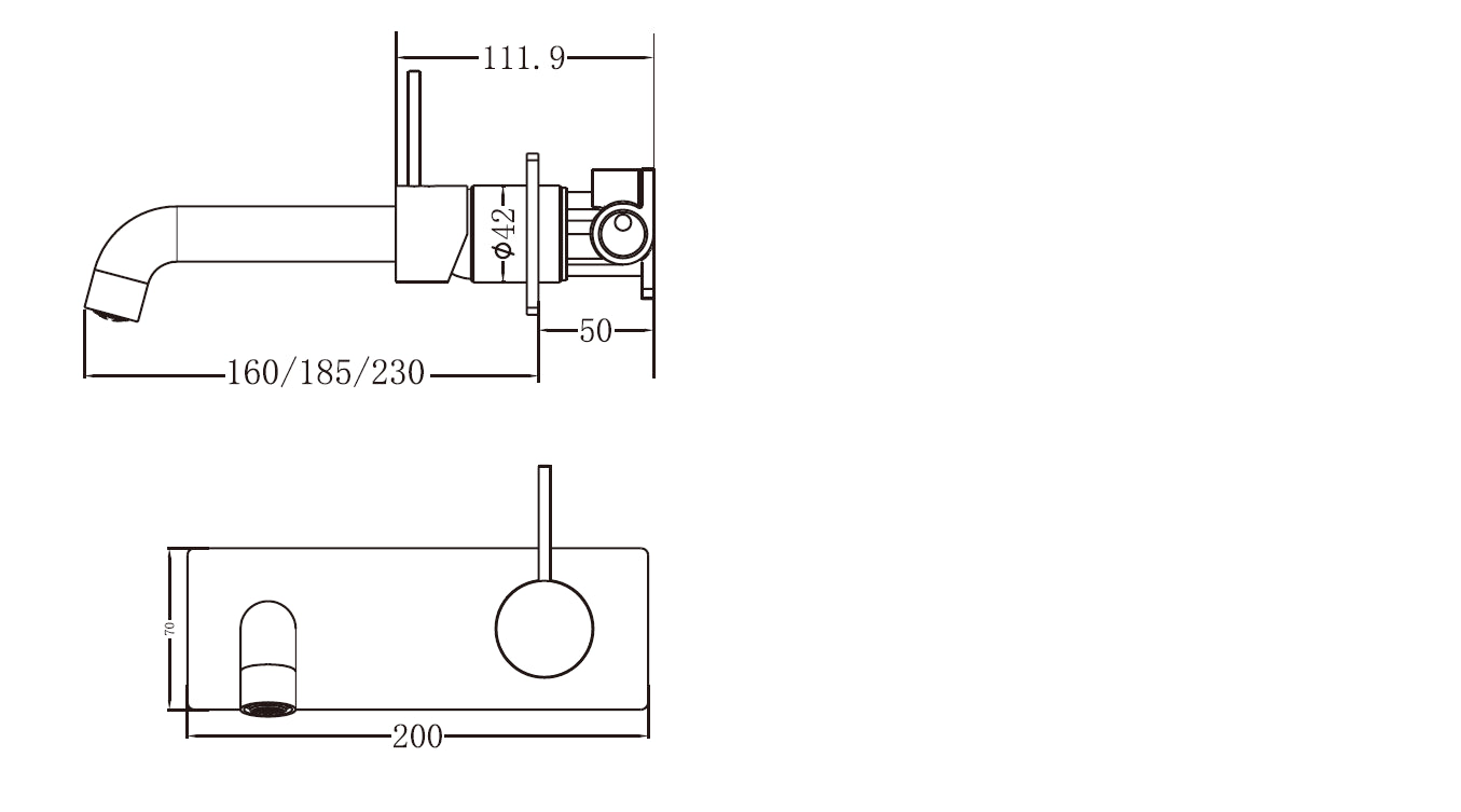 Nero MECCA Wall Basin Mixer Handle Up 160MM GUN META YSW2219-07B-GM Tapware Nero