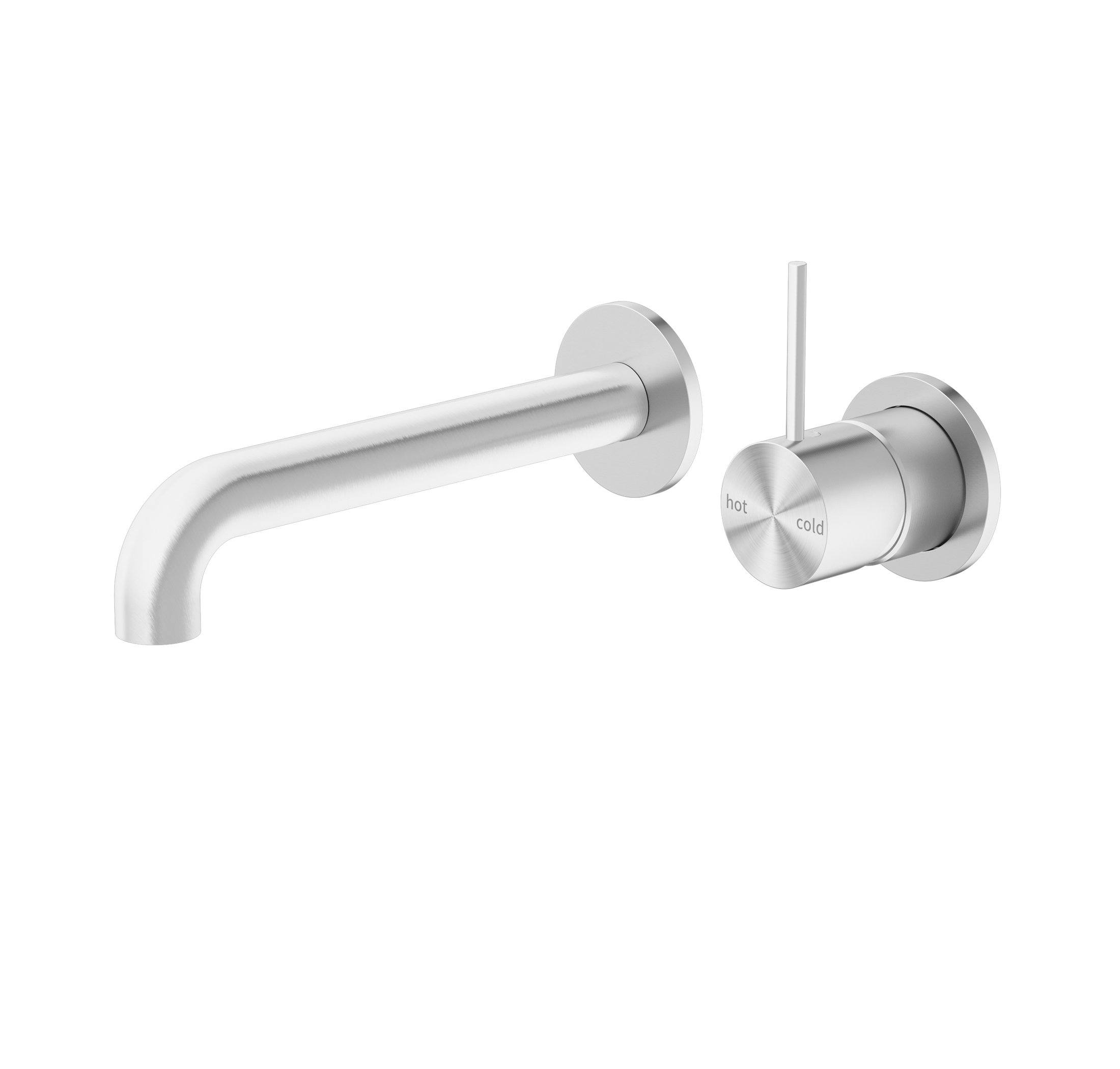 Nero MECCA Wall Basin Mixer Separate Back Plate Handle Up 160MM BRUSHED NICKEL YSW2219-07D-BN Tapware Nero