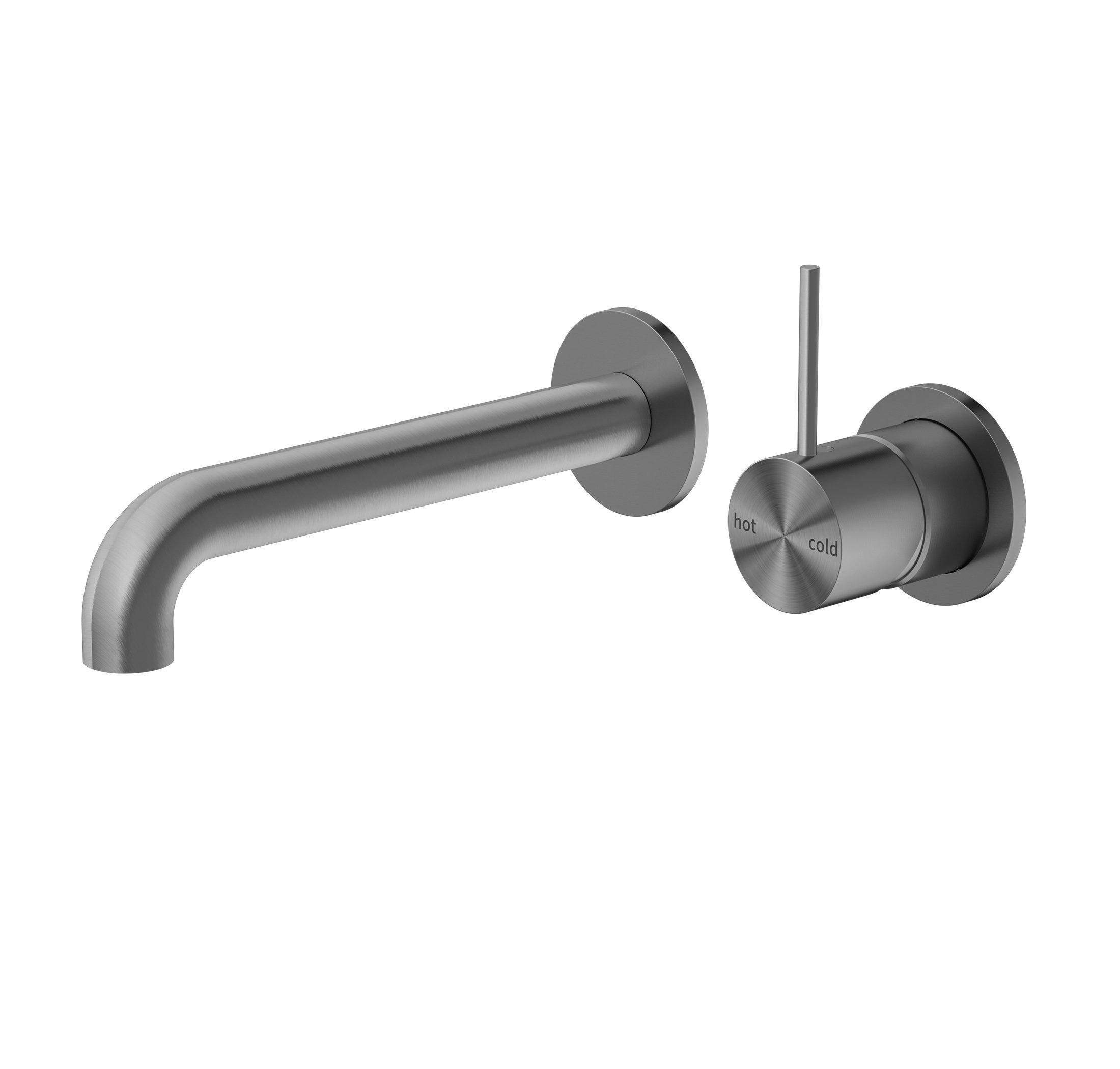Nero MECCA Wall Basin Mixer Separate Back Plate Handle Up 160MM GUN META YSW2219-07D-GM Tapware Nero