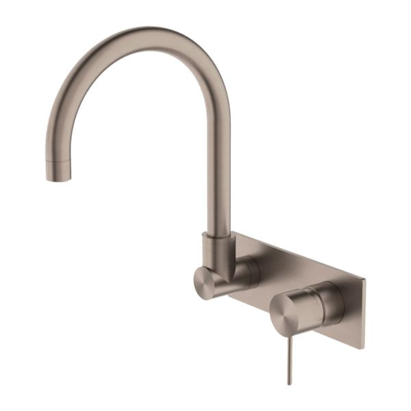 Nero MECCA Wall Basin Mixer Swivel Spout Brushed Bronze Arova AROVA