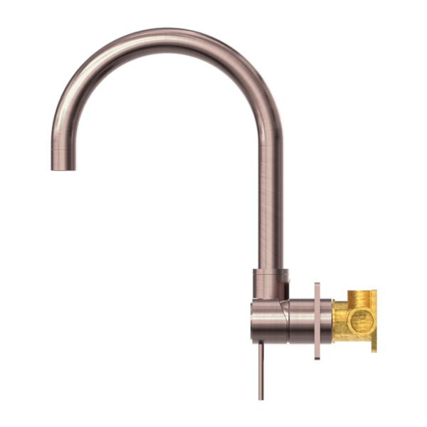 Nero MECCA Wall Basin Mixer Swivel Spout Brushed Bronze Tapware Nero