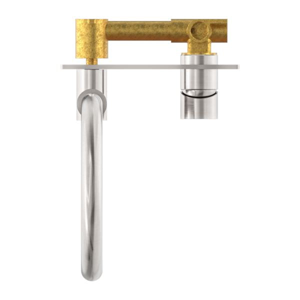Nero MECCA Wall Basin Mixer Swivel Spout BRUSHED NICKEL Tapware Nero