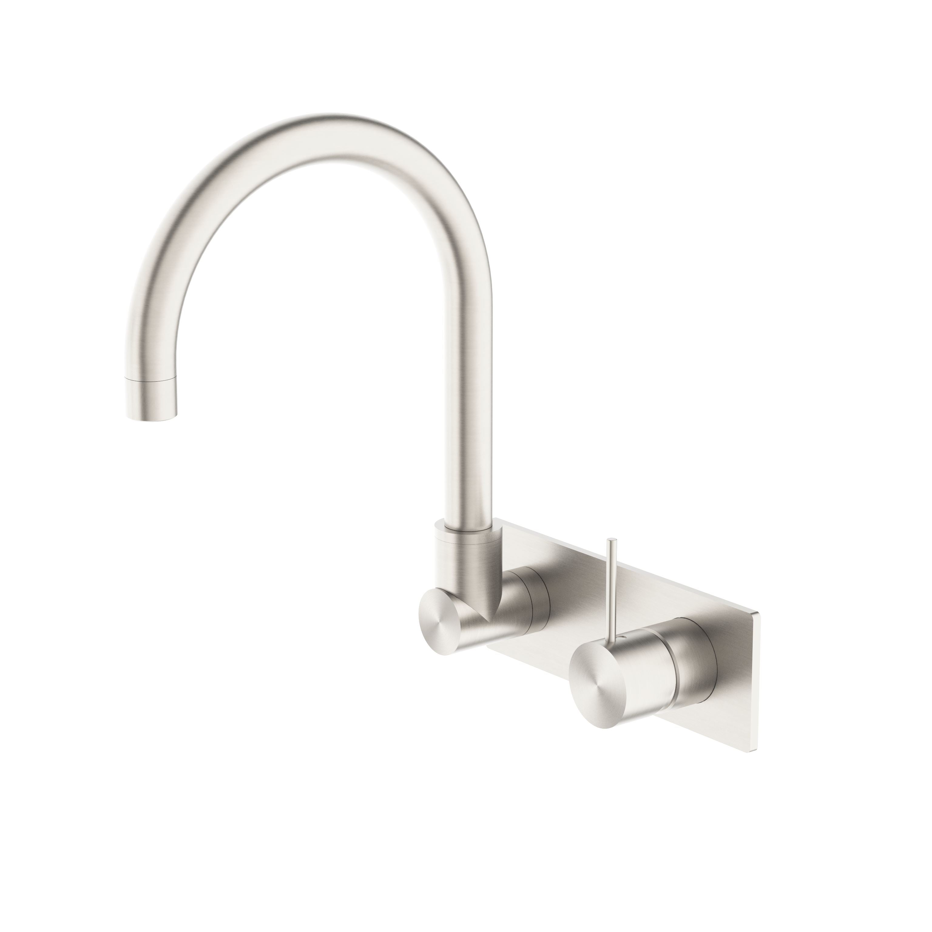 Nero MECCA Wall Basin Mixer Swivel Spout BRUSHED NICKEL YSW2219-09P-BN Tapware Nero
