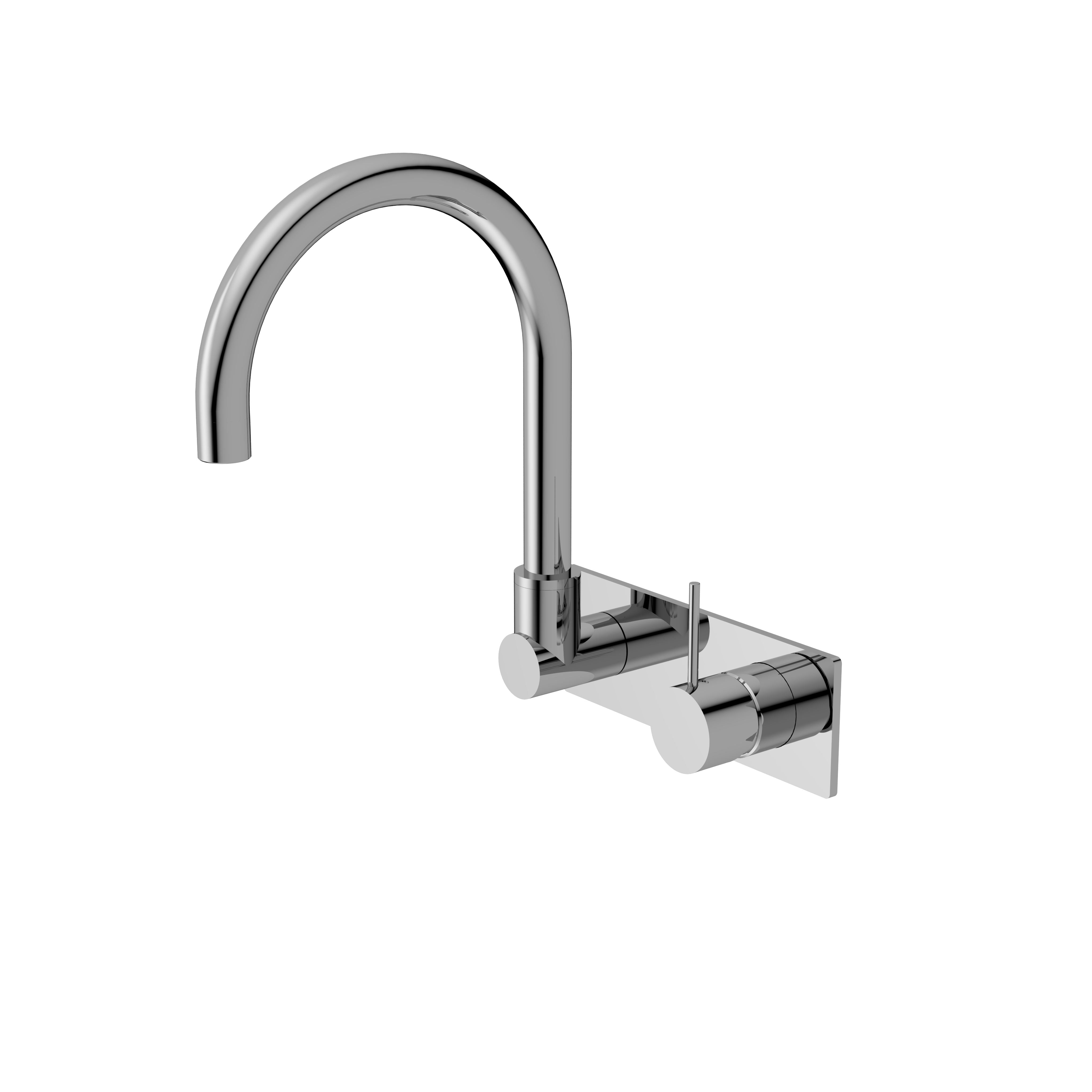 Nero MECCA Wall Basin Mixer Swivel Spout CHROME YSW2219-09P-CH Tapware Nero