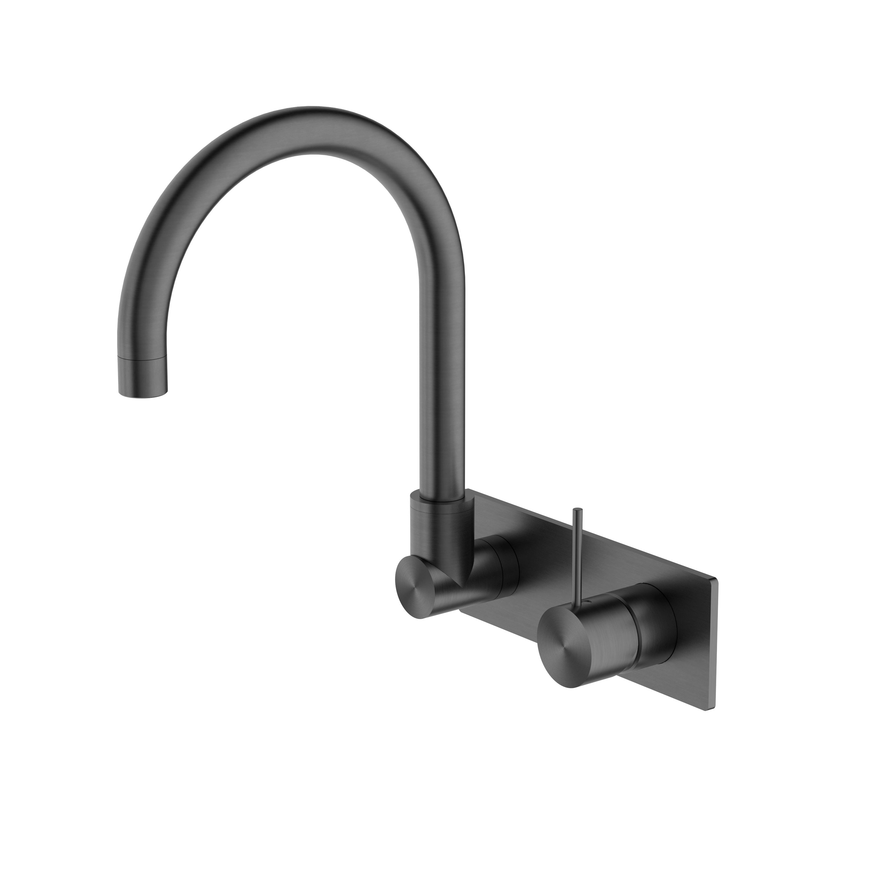 Nero MECCA Wall Basin Mixer Swivel Spout GUN META YSW2219-09P-GM Tapware Nero