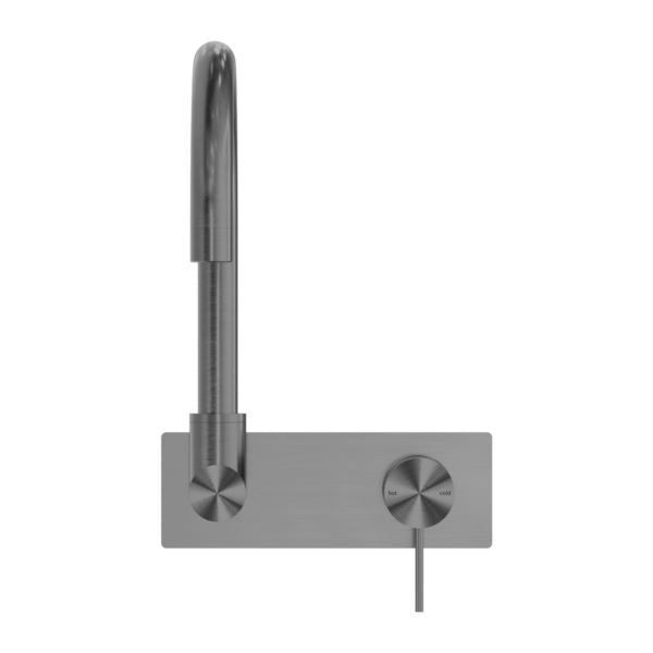 Nero MECCA Wall Basin Mixer Swivel Spout Gun Metal Tapware Nero