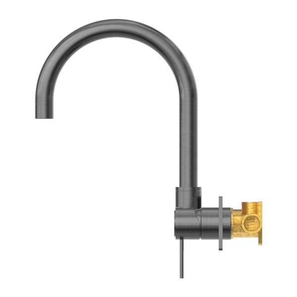 Nero MECCA Wall Basin Mixer Swivel Spout Gun Metal Tapware Nero