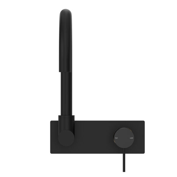 Nero MECCA Wall Basin Mixer Swivel Spout Matte Black Tapware Nero