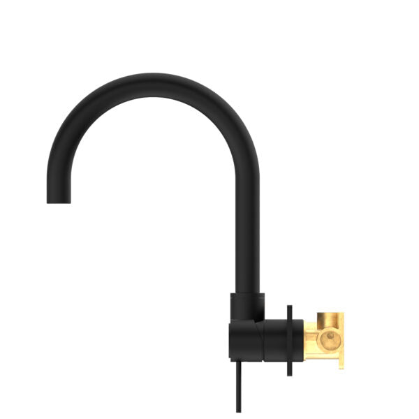 Nero MECCA Wall Basin Mixer Swivel Spout Matte Black Tapware Nero