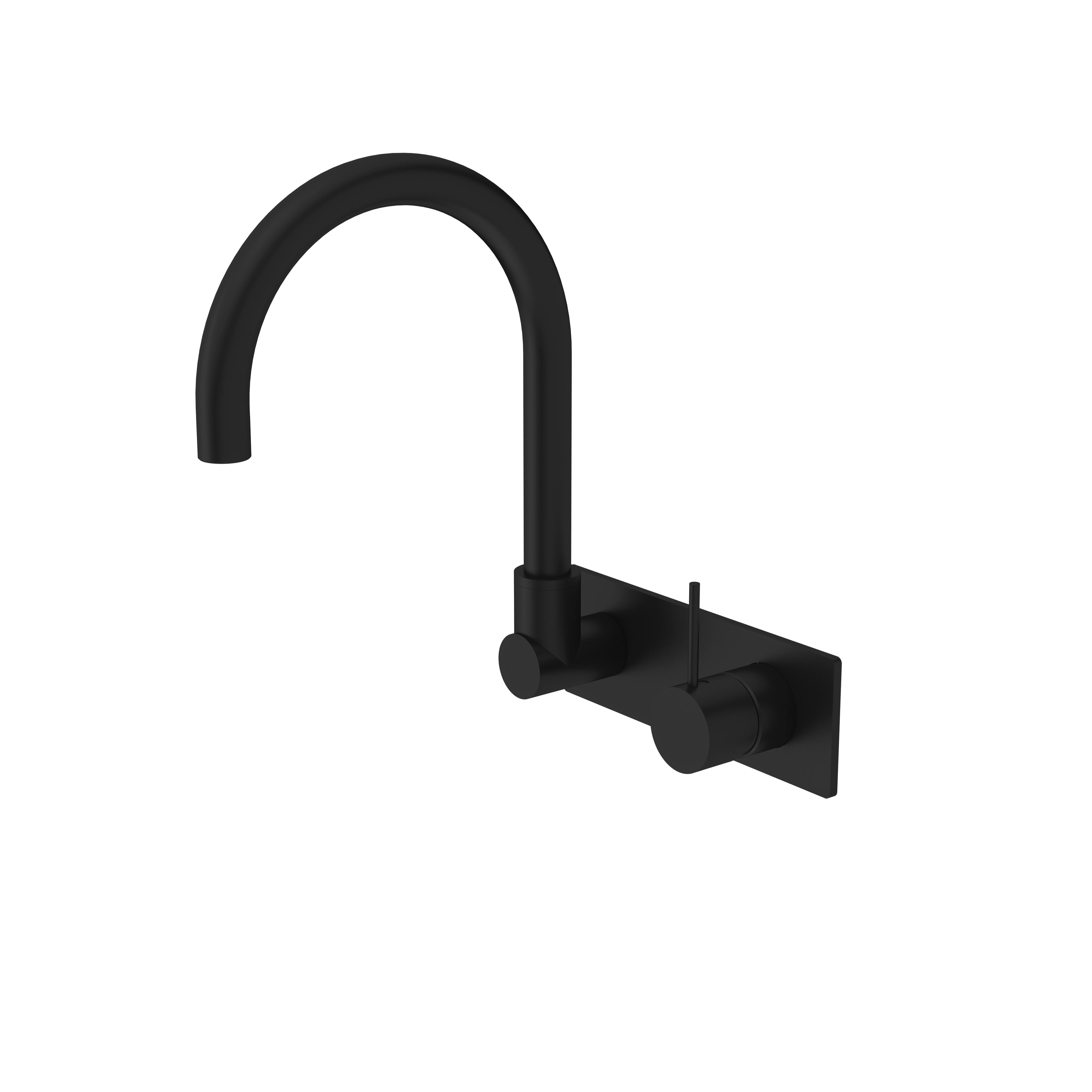 Nero MECCA Wall Basin Mixer Swivel Spout MATTE BLACK YSW2219-09P-MB Tapware Nero