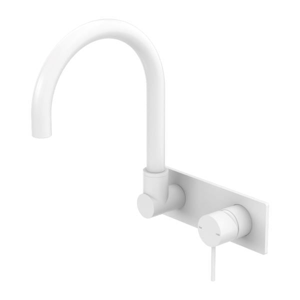 Nero MECCA Wall Basin Mixer Swivel Spout Matte White Tapware Nero