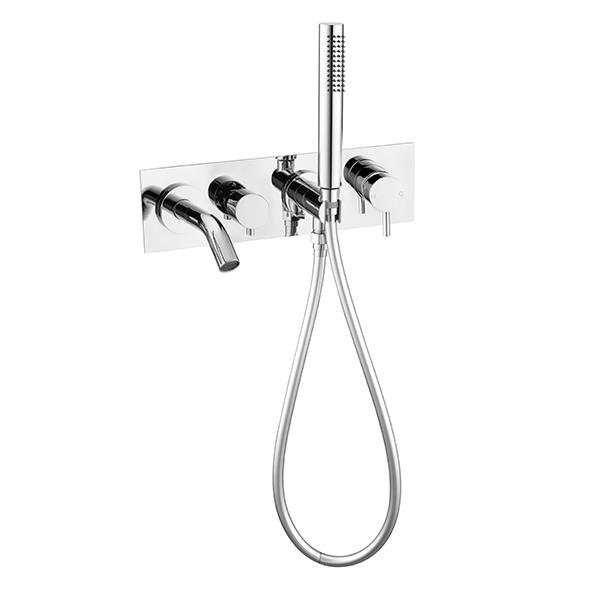 Nero MECCA Wall Mount Bath Mixer with Handshow CHROME YSW2219-03D-CH Tapware Nero