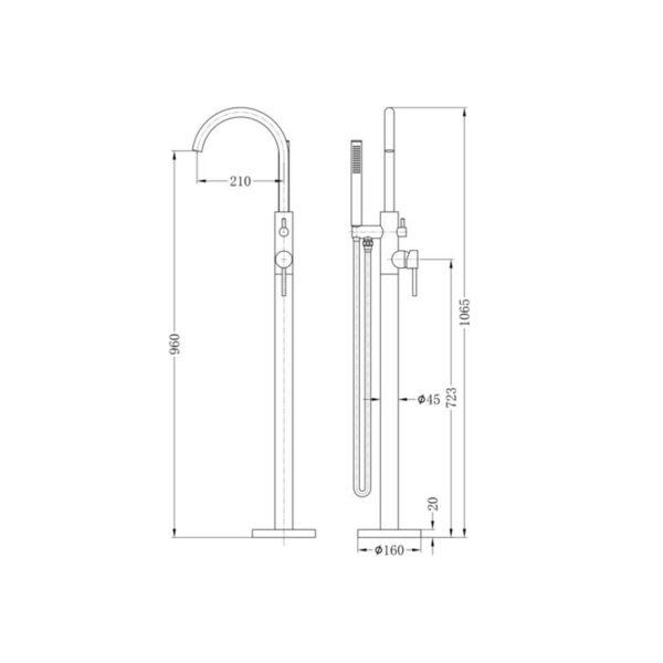 Nero Nova FREE STANDING BATH MIXER Chrome - YSW2109-03A-CH Showers Nero