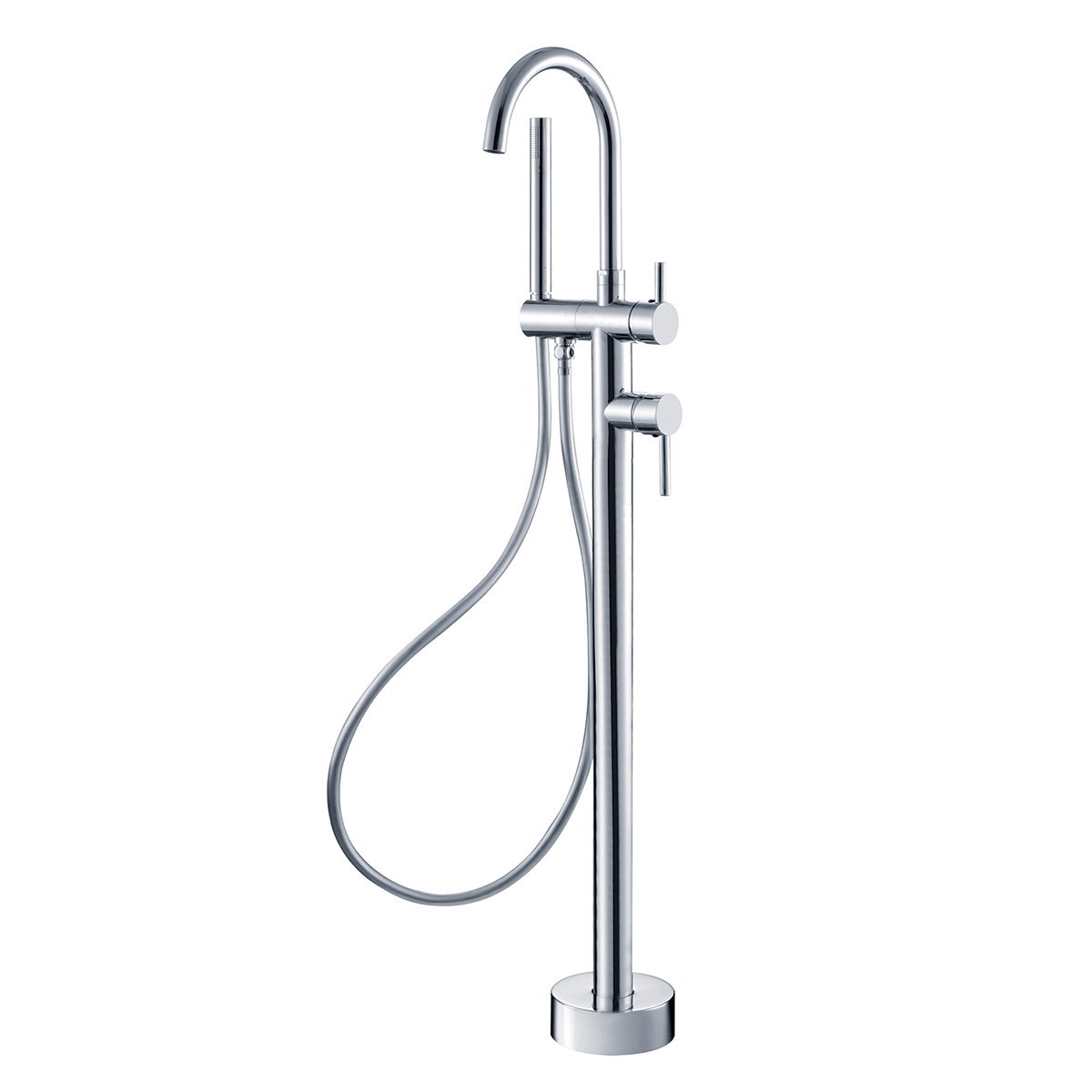 Nero Nova Round Floormount Mixer With Handshower Chrome - YSW2109-03A-CH Showers Nero