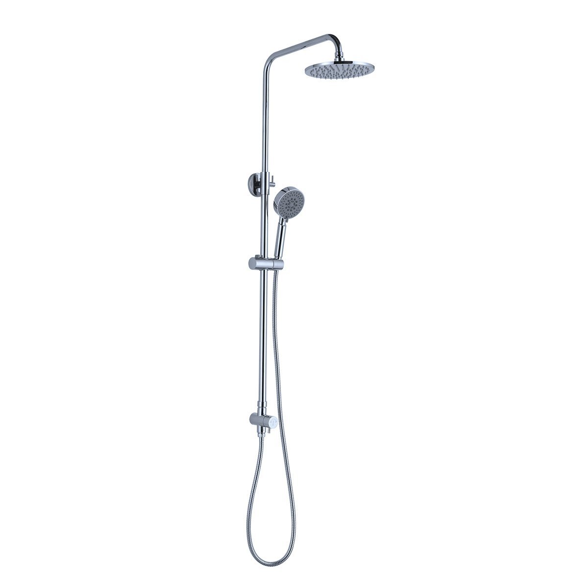 Nero Nova Round Twin Shower Set Bottom Inlet Chrome Showers Nero