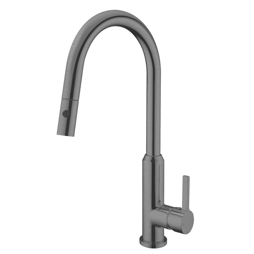 Nero Pearl Pull Out Sink Mixer with Vegie Spray Function Gun Metal YSW2317-08-GM Tapware Nero